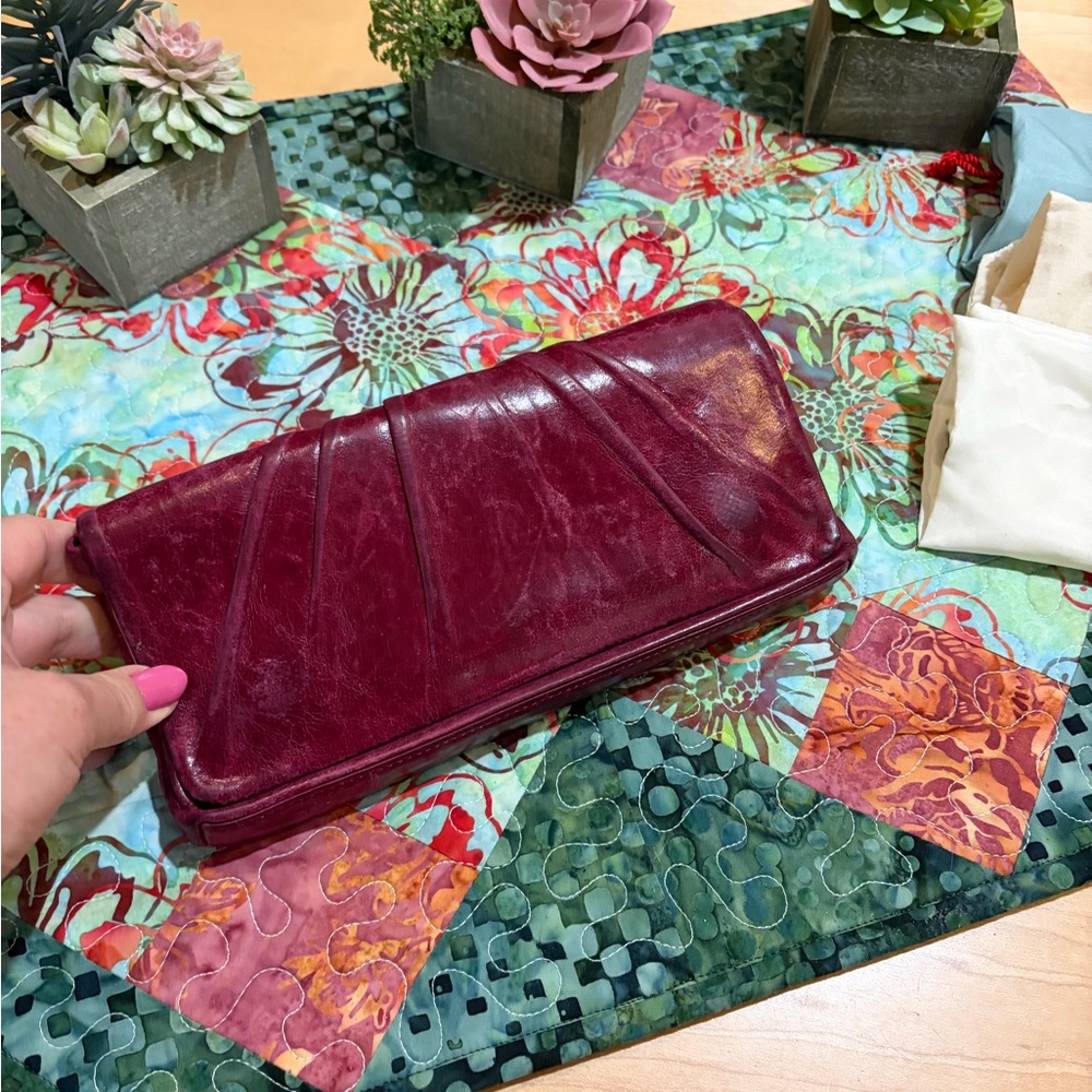 HOBO Deep Red Leather Clutch